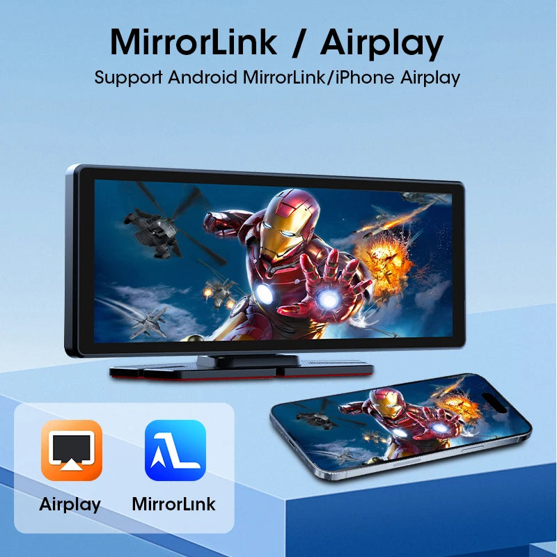 8.1 Inch 2.5K Dash Cam Wireless Carplay Android Auto Car DVR Wifi GPS Navigation Rearview Camera Dashboard Video Recorder