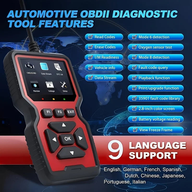 V519 Professional Obd2 Scanner - Usb-Powered Automotive Diagnostic Tool with Real-Time Data Stream, Full-Featured Obd Ii Testing (I/M Ready, Bod2/Eobd), Clears Engine Fault Lights, Reads/Erases Codes for Most Vehicles, Automotive Maintenance, Ergonomic Design, Durable Plastic Casing