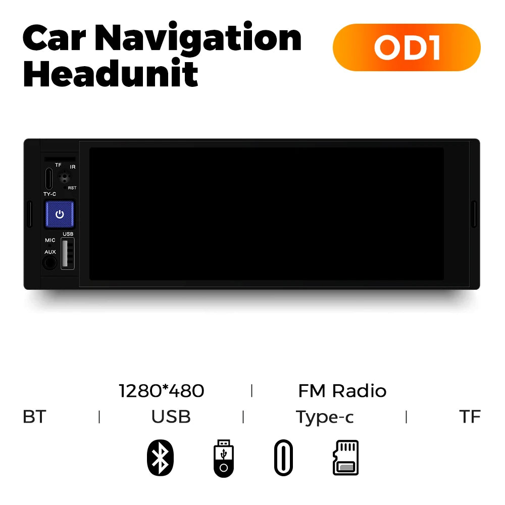 1DIN Universal MP5 6.86-Inch Car Radio Support Wireless Carplay Android AUTO AUX USB SWC BT Touch Screen Multimedia Video Player