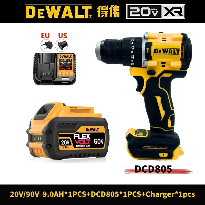 DCD805 Cordless Electric Drill Driver Kit Bare Tool 20V MAX 1/2 in Rechargeable Electric Tool Has a Long Service Life