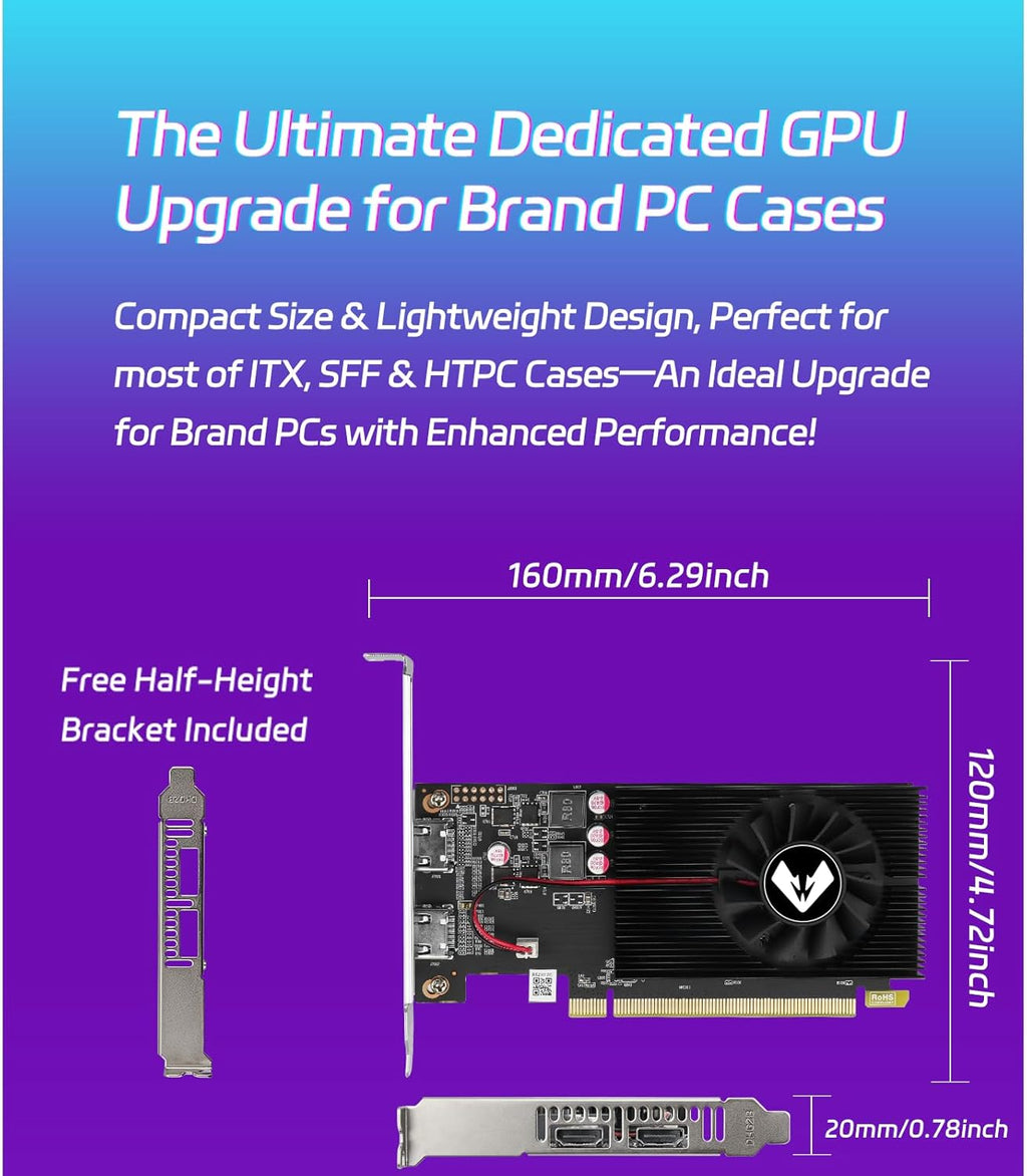 AMD Radeon R5 230 Low Profile Graphics Card with 2G 64Bit GDDR3 Memory Equip with PCI Express*16 2*HDMI Video Card for Office Working Compatible with Windows 10/8/7/Rhel/Ubuntu/Linux (Black)