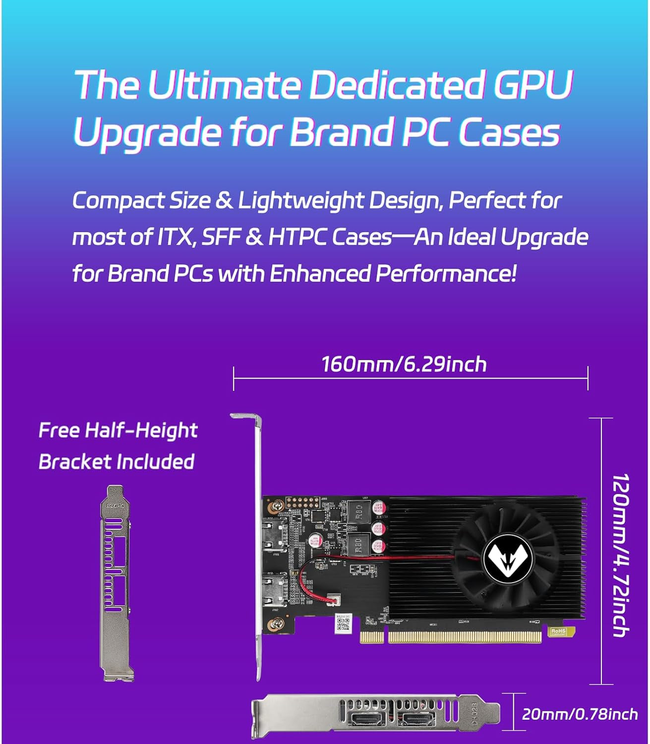 AMD Radeon R5 230 Low Profile Graphics Card with 2G 64Bit GDDR3 Memory Equip with PCI Express*16 2*HDMI Video Card for Office Working Compatible with Windows 10/8/7/Rhel/Ubuntu/Linux (Black)