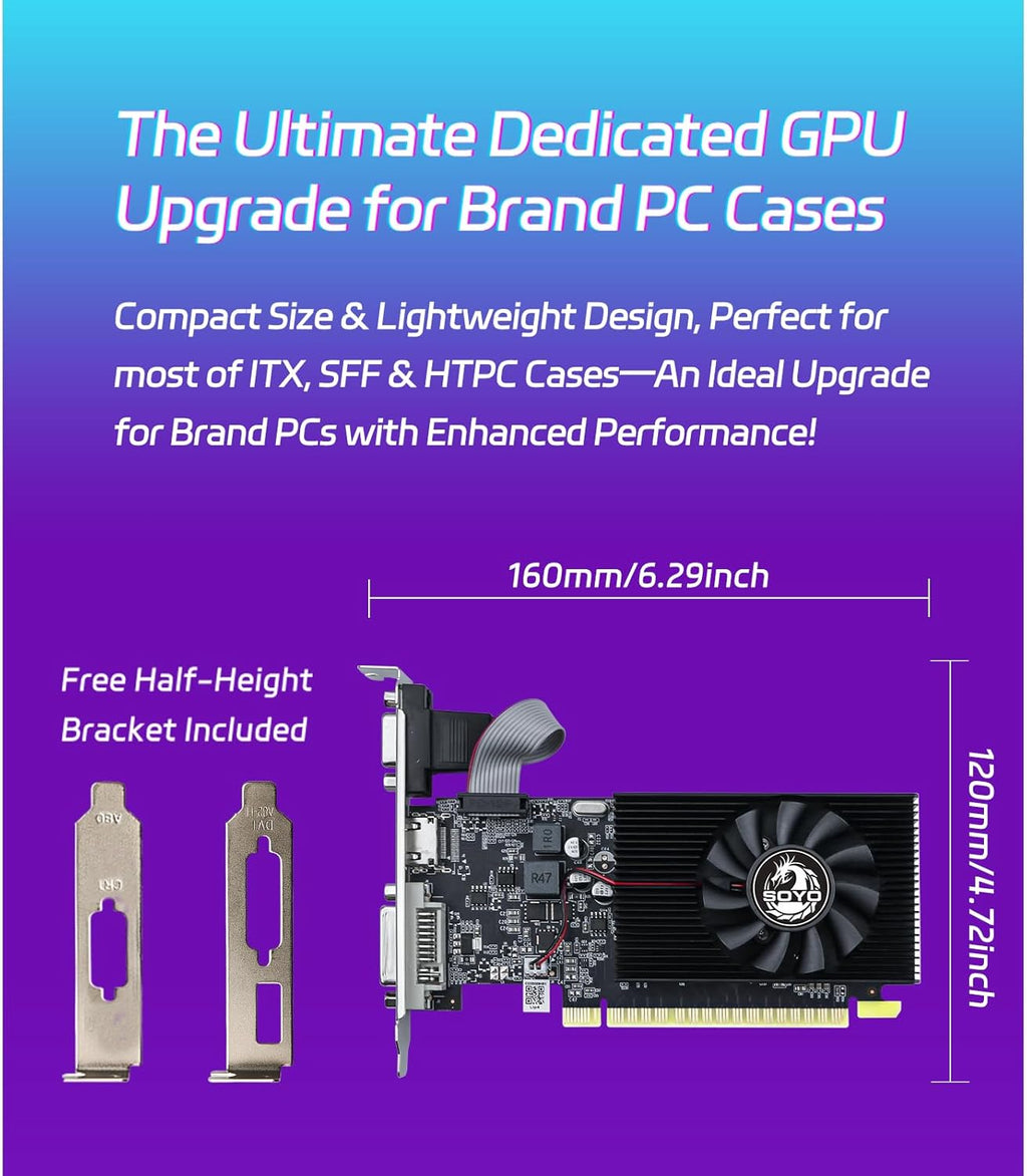 Geforce GT 740 4GB Low Profile Graphics Card, HDMI/VGA/DVI-D Triple Output, 4GB DDR3 128-Bit, SFF Half-Height Video Card for Slim Desktop PC, Computer GPU Supports Windows 11/10/8/7