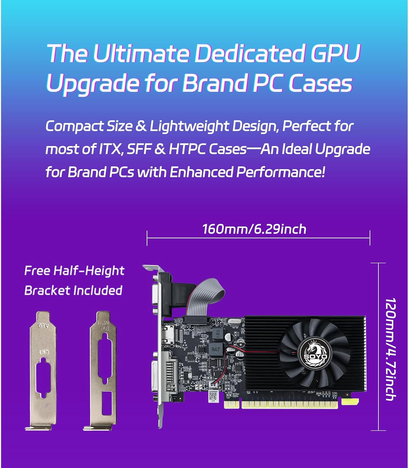 Geforce GT 740 4GB Low Profile Graphics Card, HDMI/VGA/DVI-D Triple Output, 4GB DDR3 128-Bit, SFF Half-Height Video Card for Slim Desktop PC, Computer GPU Supports Windows 11/10/8/7