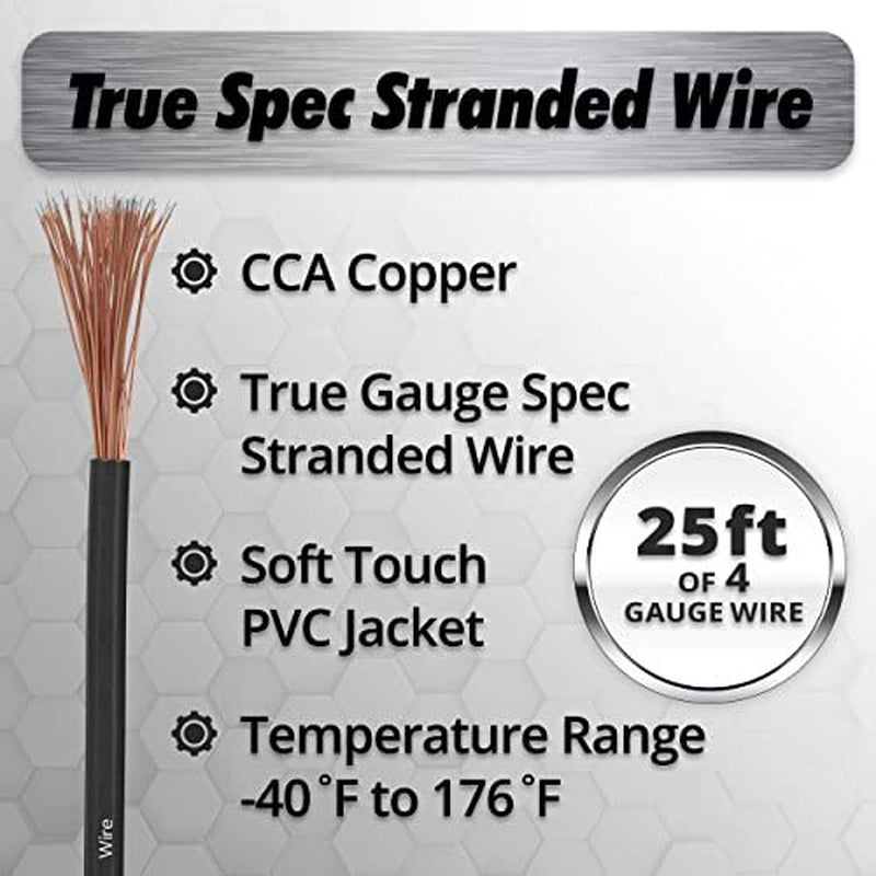 Installgear 8 Gauge Wire (50Ft) Copper Clad Aluminum Assorted Sizes , Styles