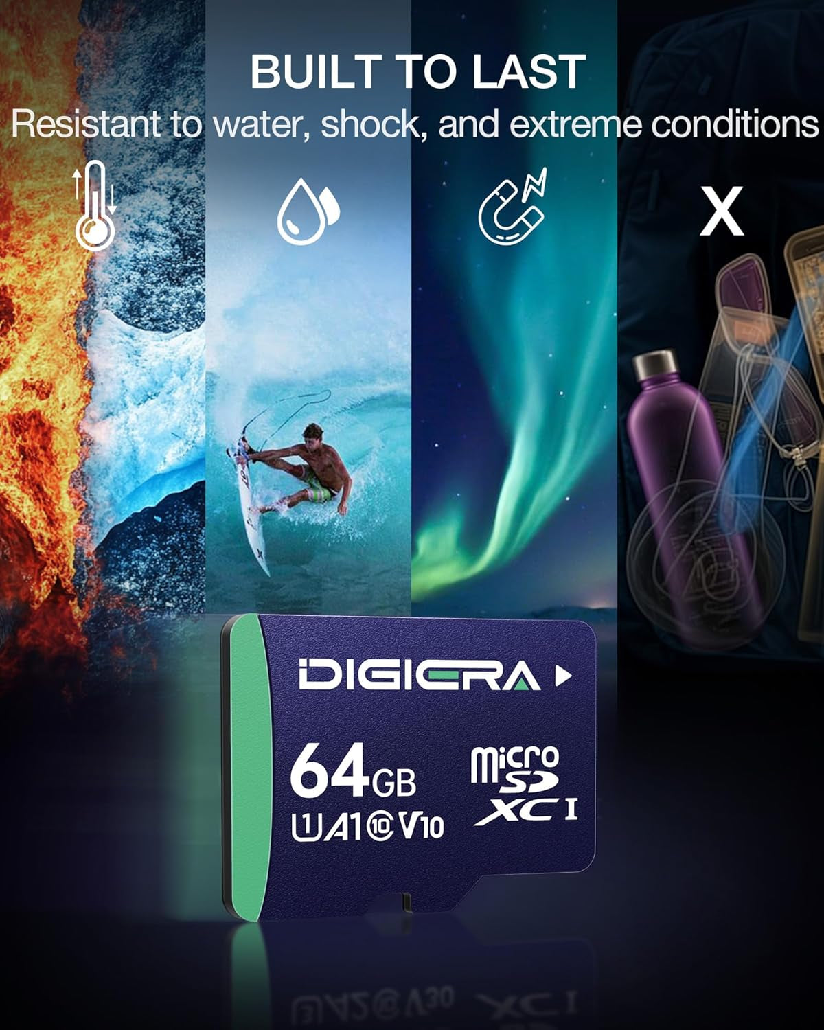 64GB CT100 Microsdxc UHS-I Memory Card with Adapter - up to 100Mb/S, C10, U1, V10, Full HD, A1, Micro SD Card for Smartphones, Tablets, Cameras, Gaming Consoles, and Drones (2 Pack)