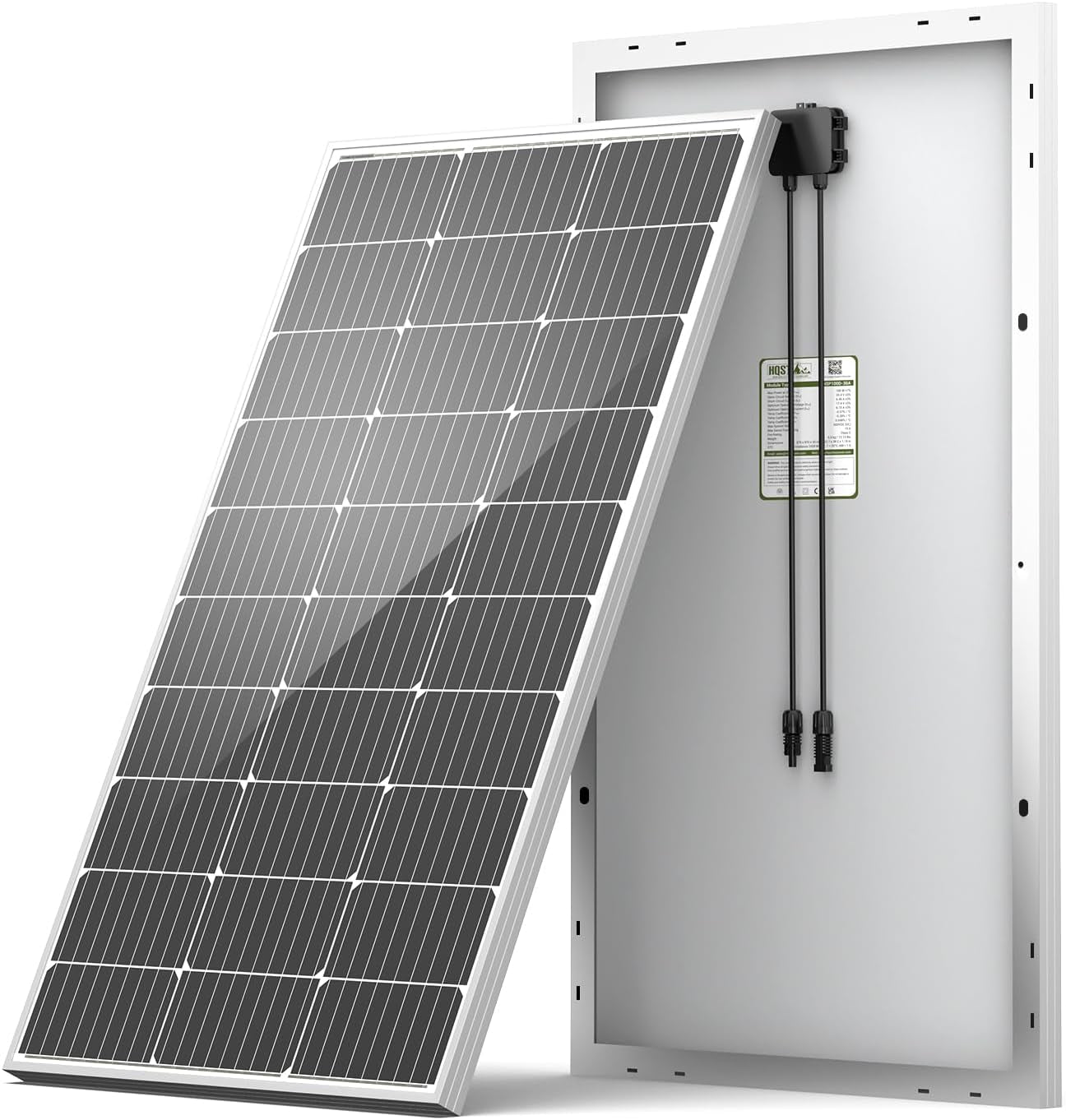 100W 12V Monocrystalline Solar Panel with Solar Connectors, High Efficiency Module PV Power for Battery Charging Boat, Caravan, RV and Any Other off Grid Applications