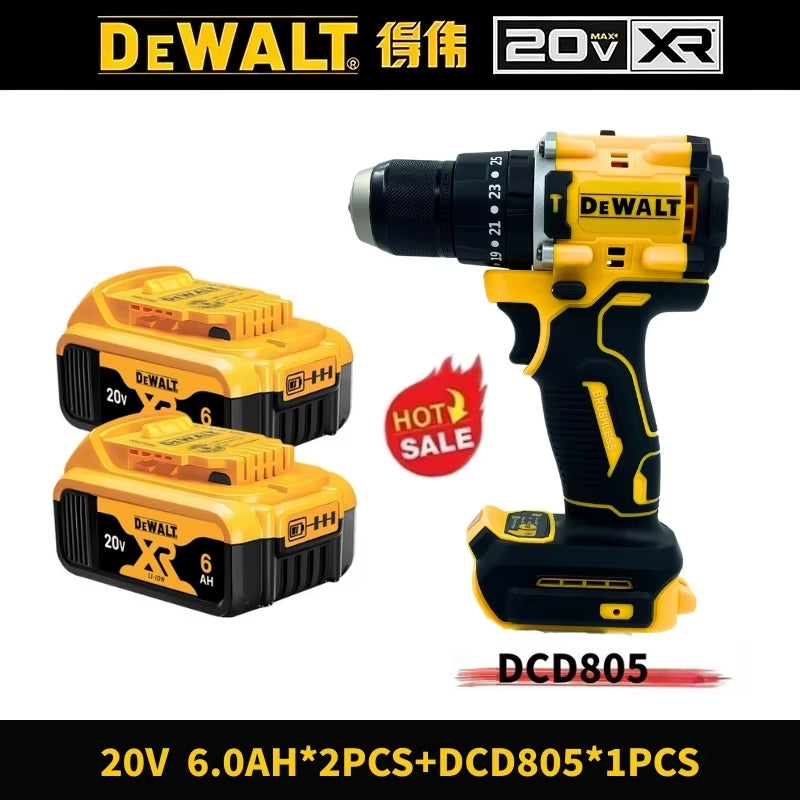 DCD805 Cordless Electric Drill Driver Kit Bare Tool 20V MAX 1/2 in Rechargeable Electric Tool Has a Long Service Life