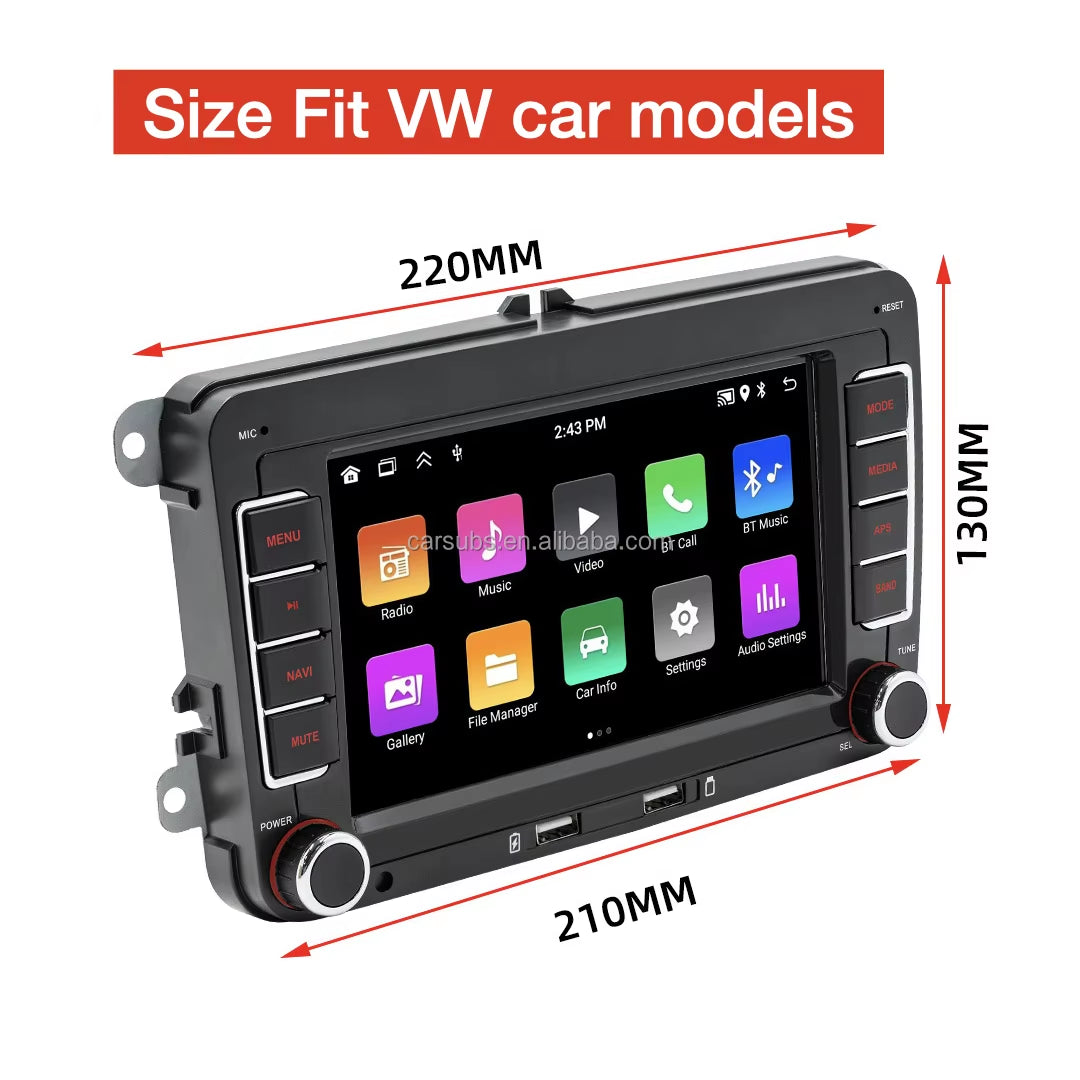 New 7 Inch Car Stereo Android Auto Big Touch Screen Car Music Stereo 2G 64G Carplay GPS Car DVD Player for VW Golf Bora Caddy