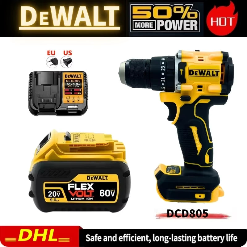 DCD805 Cordless Electric Drill Driver Kit Bare Tool 20V MAX 1/2 in Rechargeable Electric Tool Has a Long Service Life