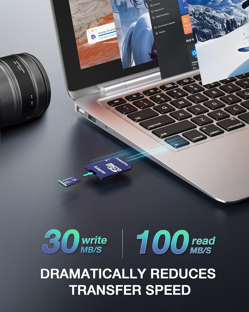 64GB CT100 Microsdxc UHS-I Memory Card with Adapter - up to 100Mb/S, C10, U1, V10, Full HD, A1, Micro SD Card for Smartphones, Tablets, Cameras, Gaming Consoles, and Drones (2 Pack)