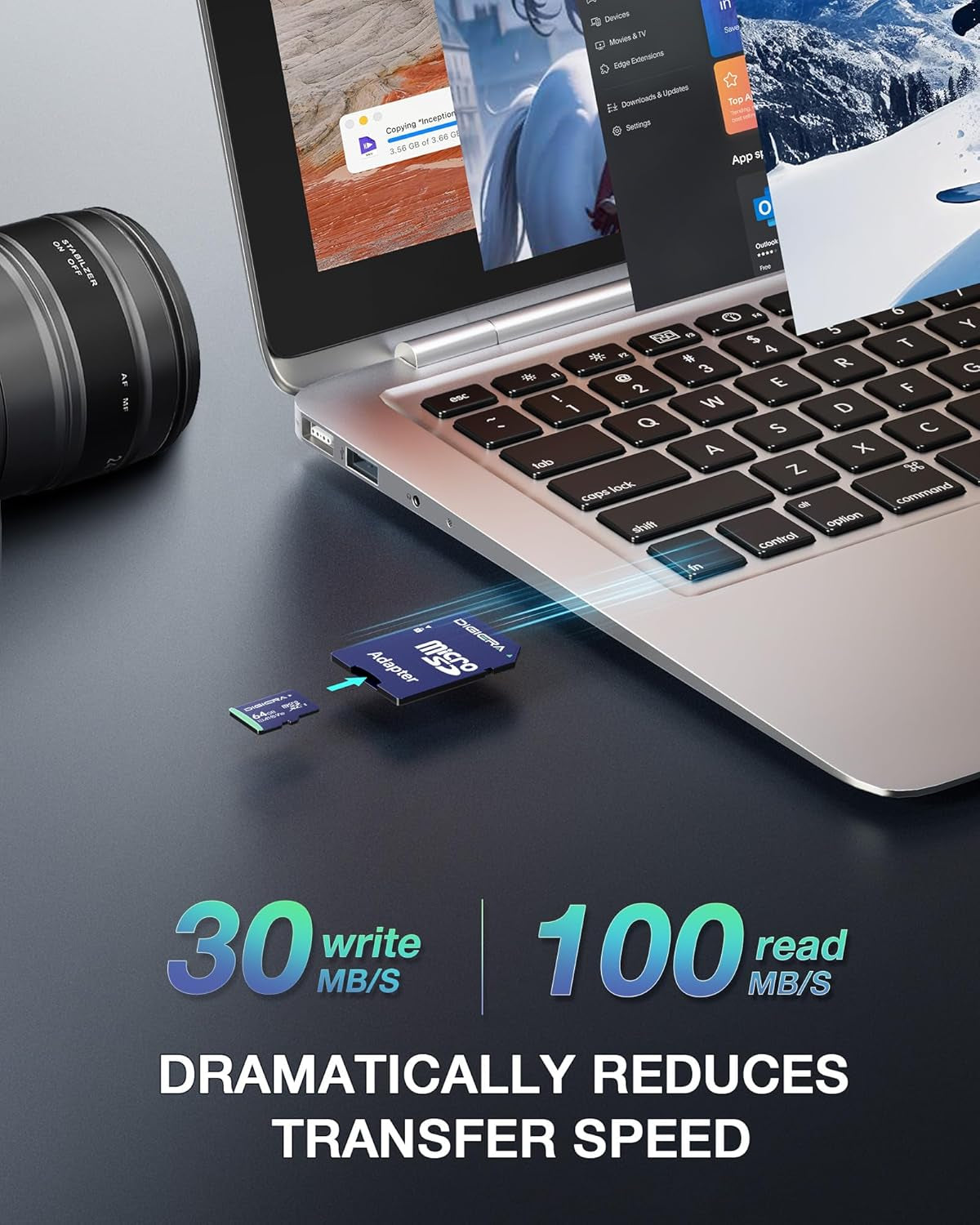 64GB CT100 Microsdxc UHS-I Memory Card with Adapter - up to 100Mb/S, C10, U1, V10, Full HD, A1, Micro SD Card for Smartphones, Tablets, Cameras, Gaming Consoles, and Drones (2 Pack)