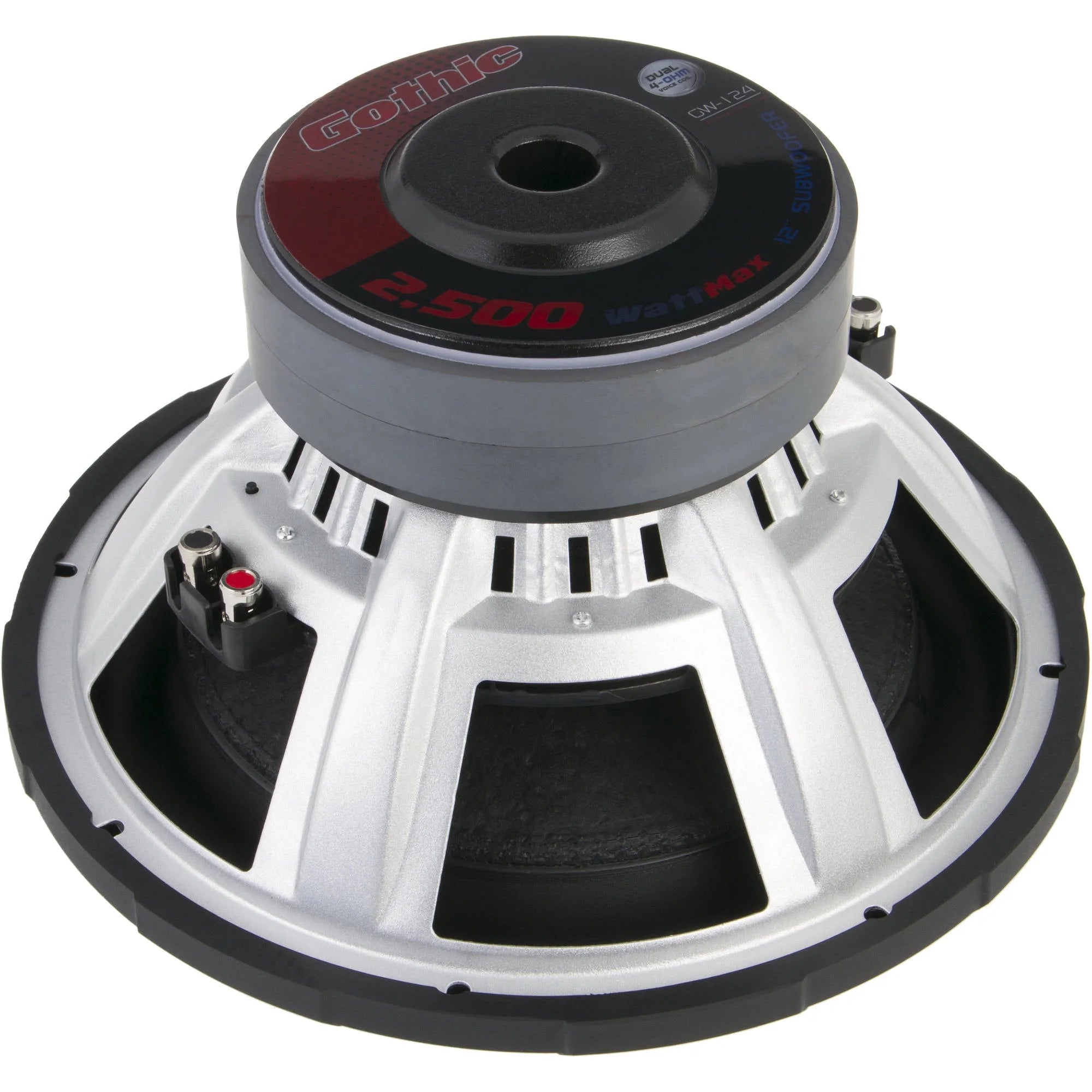 Gothic Series GW-124 Premium 12" Subwoofer - 2,500 Watt Max, Composite Fiber Rigid Cone (New)